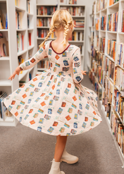 Classic Books Long Sleeve Twirl Dress