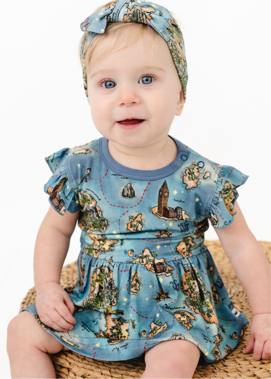 Neverland Map Baby Flutter Dress
