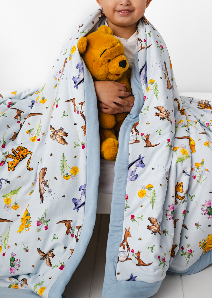 Winnie-the-Pooh in Bloom Large Quilted Bamboo Blanket