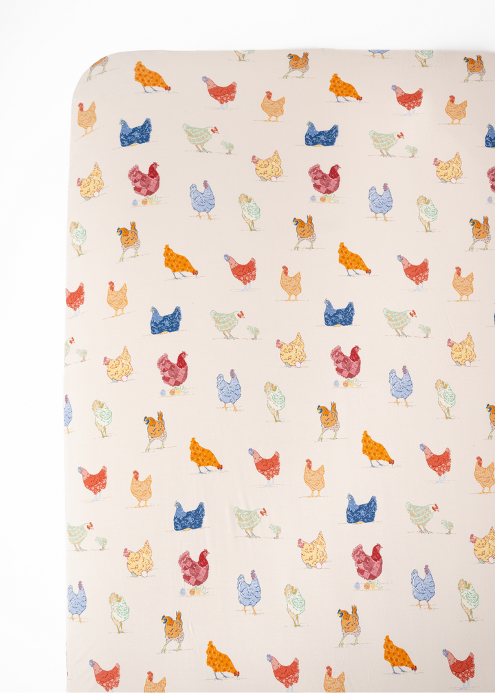 Chickens Bamboo Crib Sheet