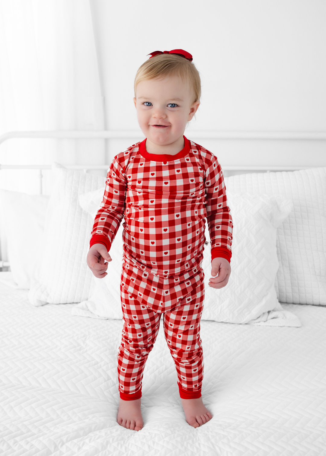 Plaid Hearts Bamboo Pajama Set