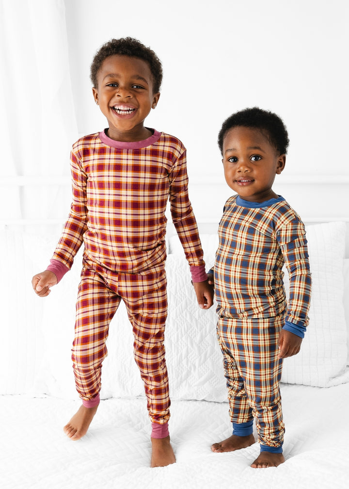 Purple Fall Plaid Bamboo Pajama Set