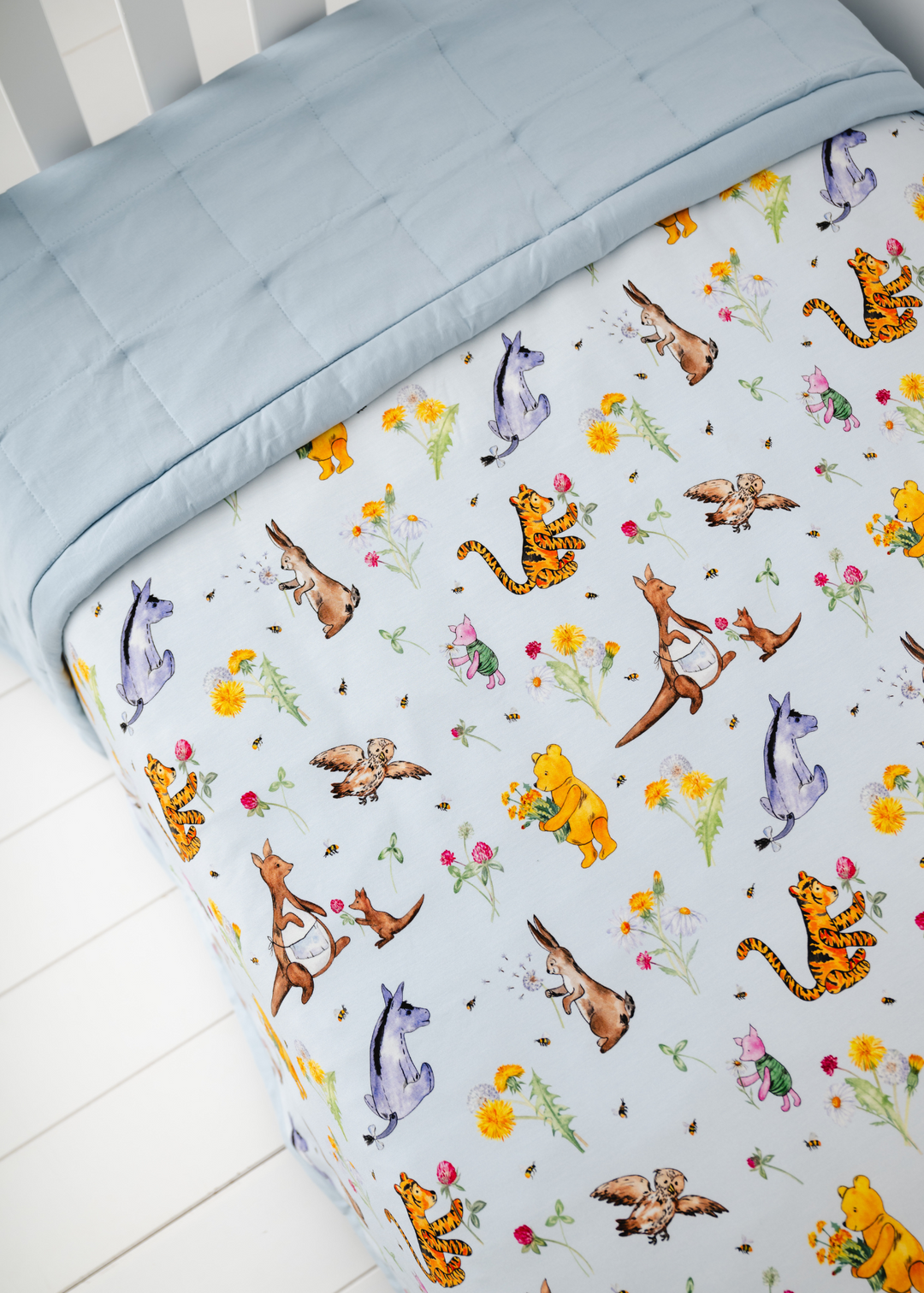 Winnie-the-Pooh in Bloom Large Quilted Bamboo Blanket