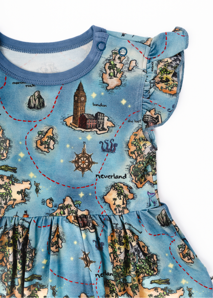 Neverland Map Baby Flutter Dress