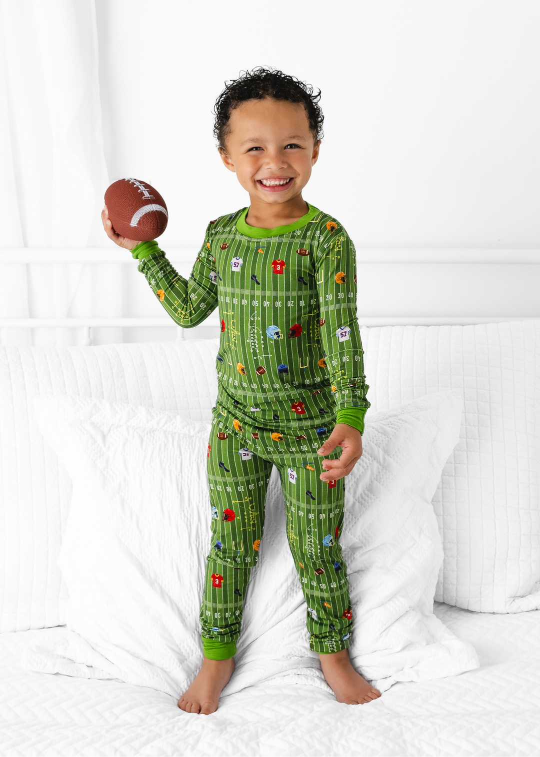 Football Field Kids Bamboo Pajama Set