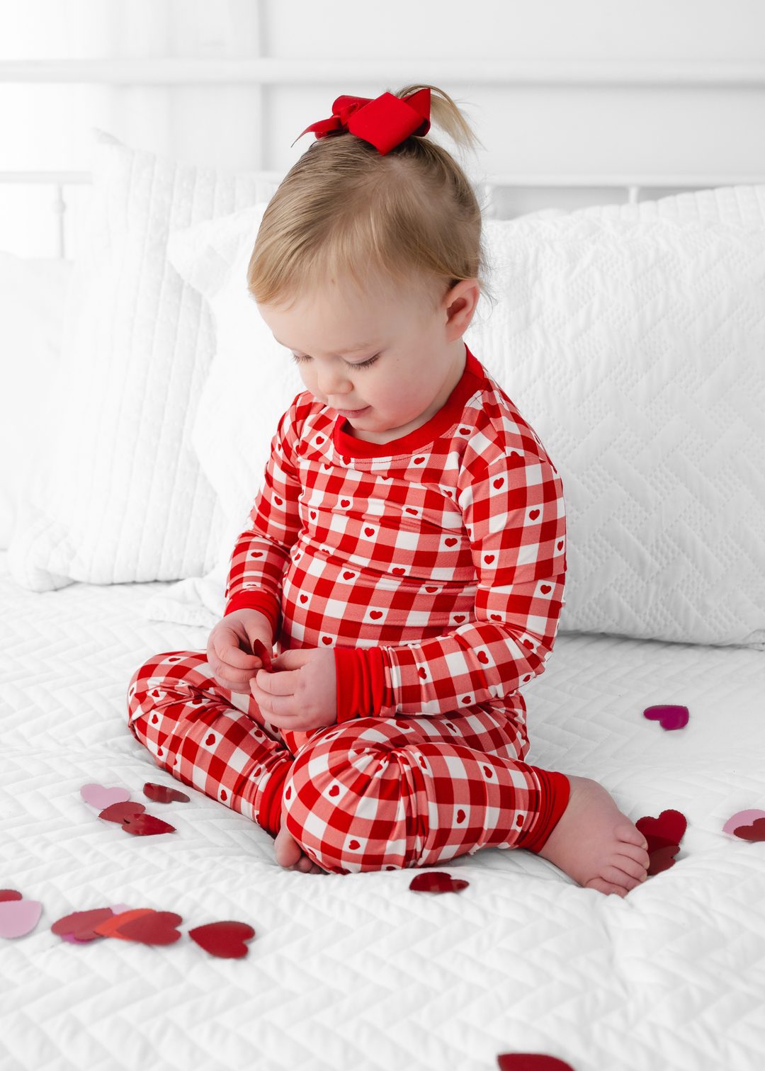 Plaid Hearts Bamboo Pajama Set