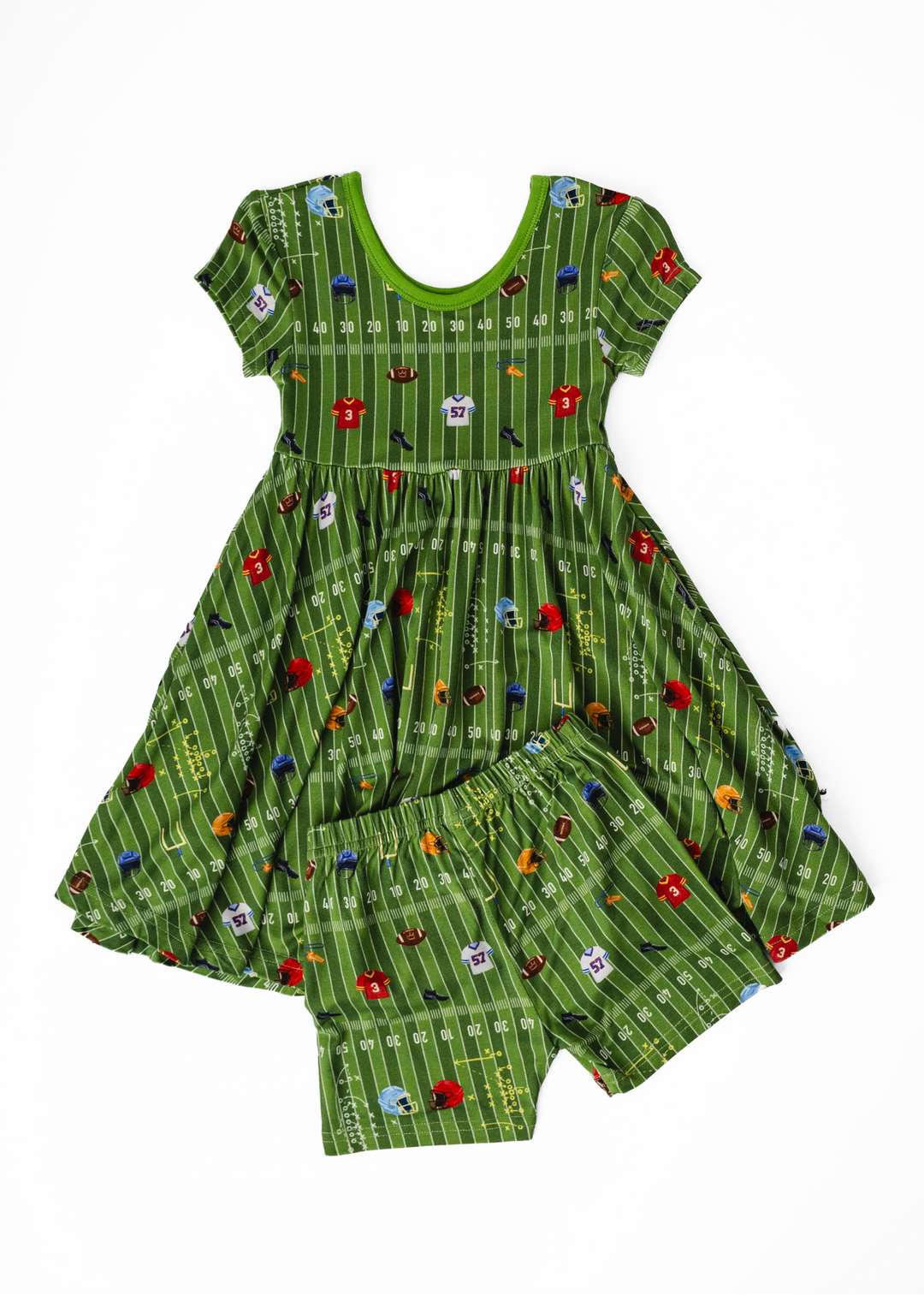 Football Field Bamboo Girls Twirl Dress