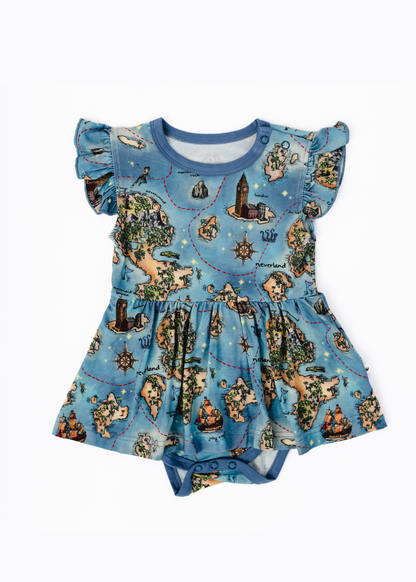 Neverland Map Baby Flutter Dress