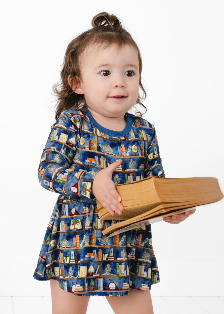 Enchanted Library Long Sleeve Bamboo Baby Dress