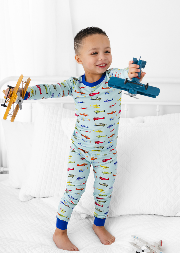 Vintage Airplanes Bamboo Pajama Set