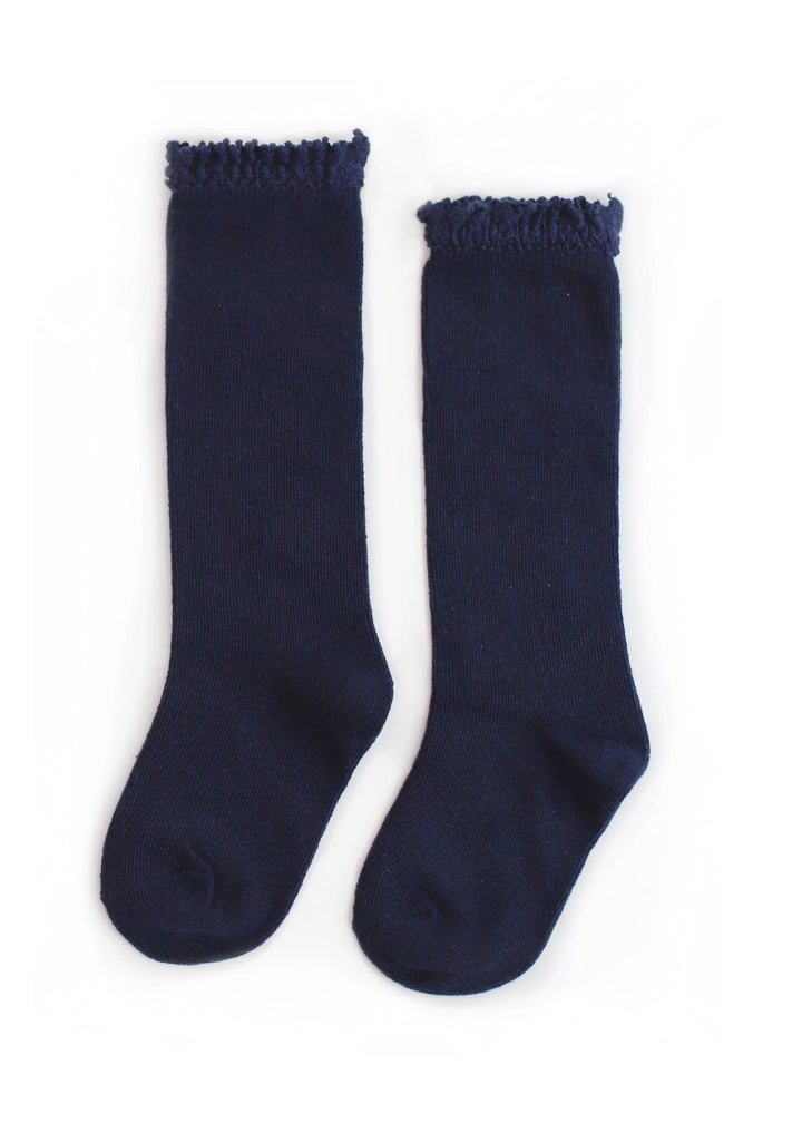 Navy Lace Knee High Socks