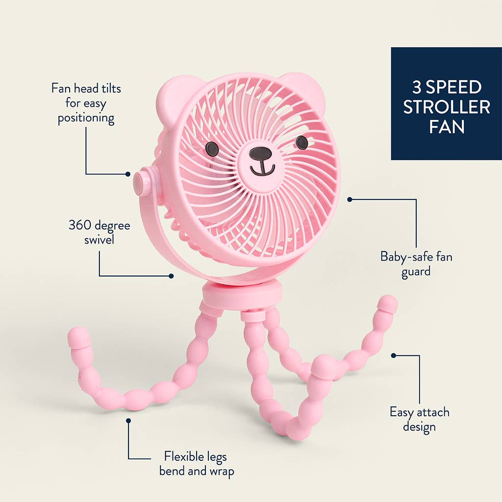 Itzy Breeze 3-Speed Stroller Fan™ Pink – Little Crowns & Capes