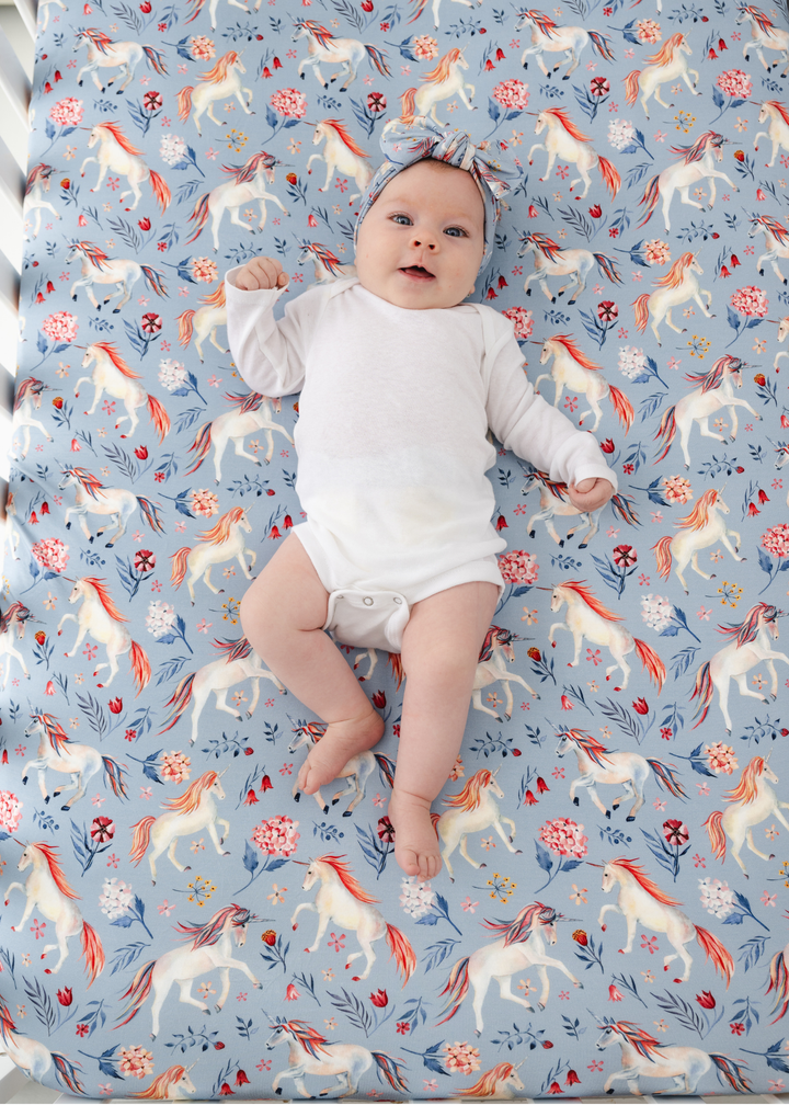 Unicorns Bamboo Crib Sheet