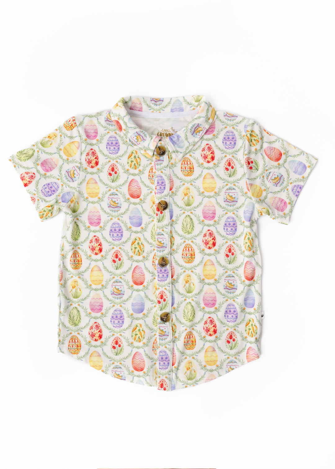 Easter Eggs Bamboo Button Down Short Sleeve Shirt
