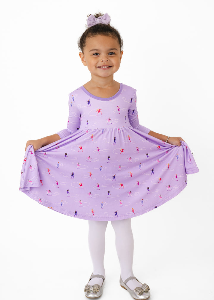 Ice Skating Long Sleeve Twirl Dress