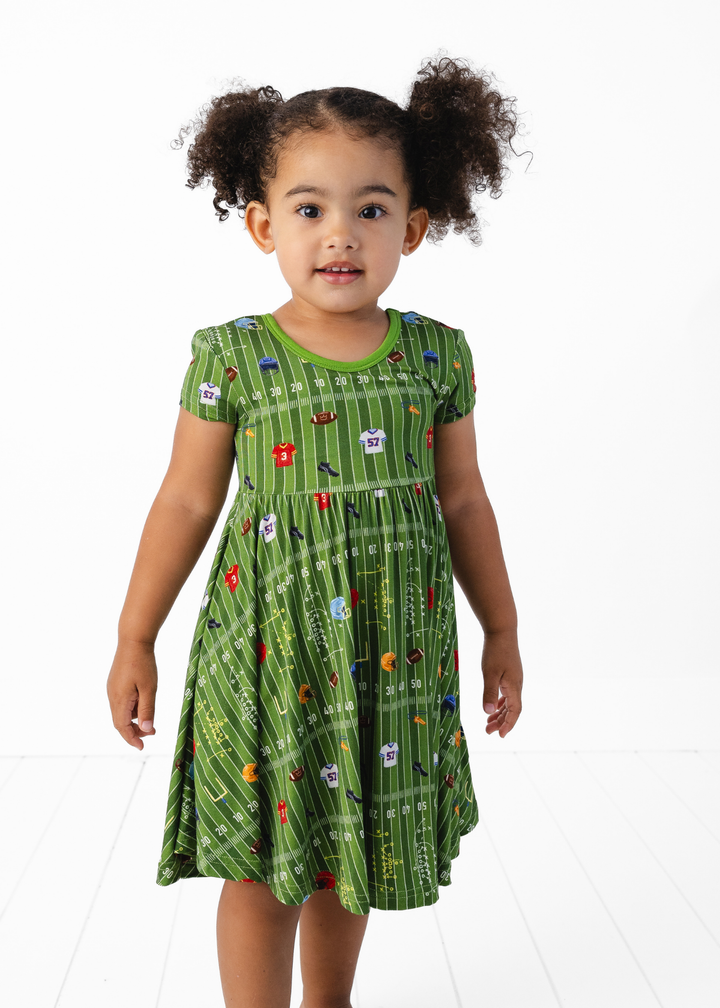 Football Field Bamboo Girls Twirl Dress