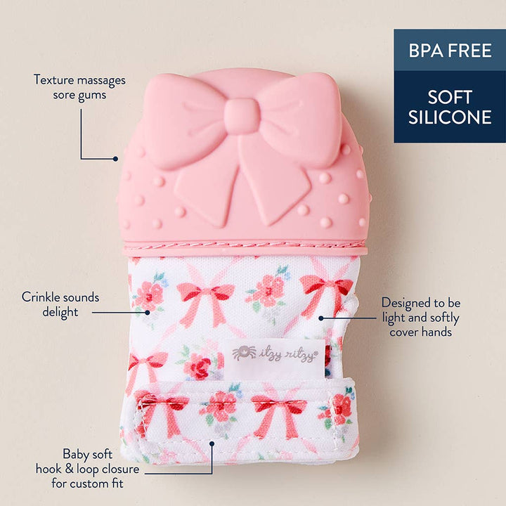 Itzy Ritzy Mitt™ Silicone Teething Mitts: Pink Bow