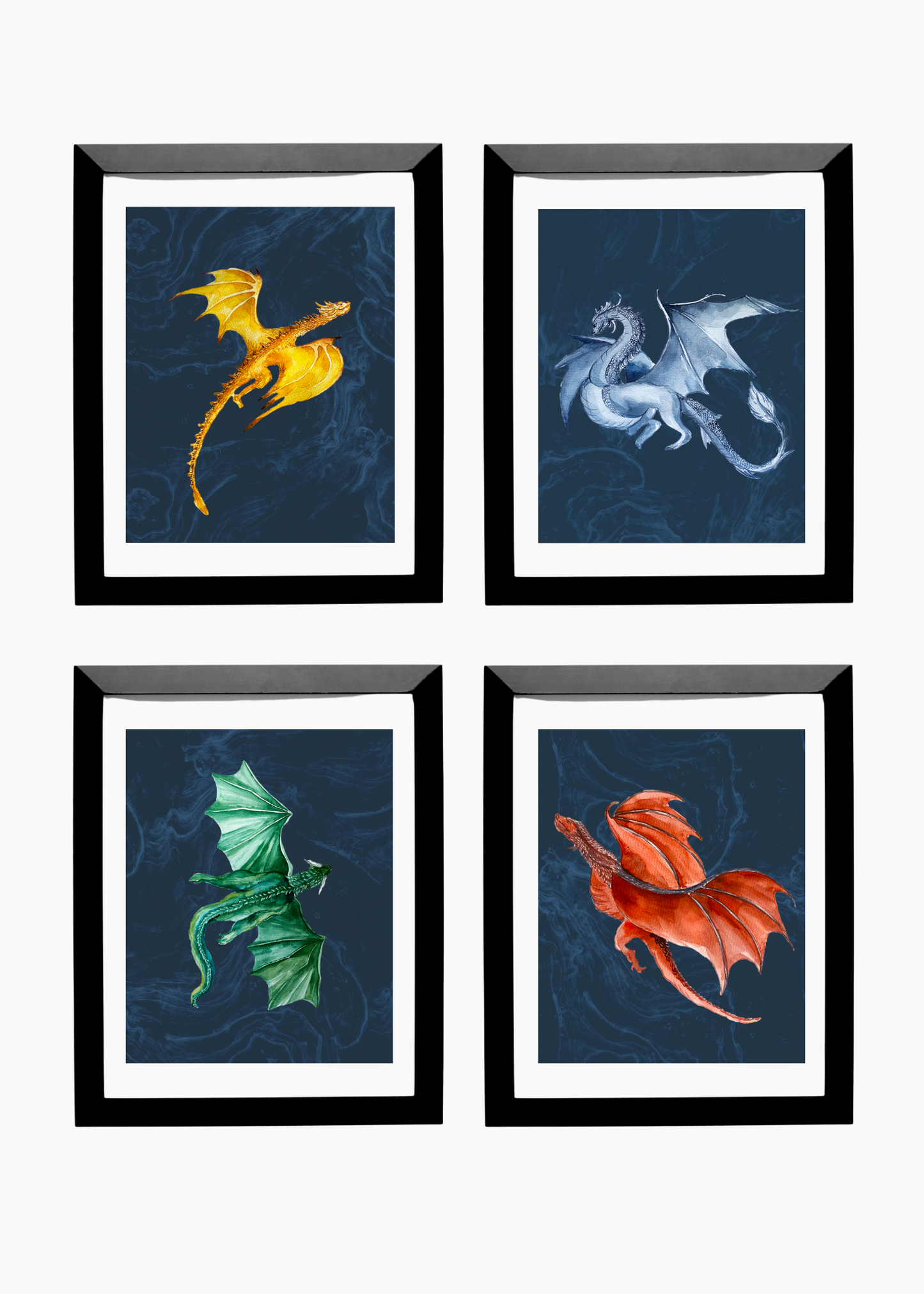 Dragon Flight Art Print Set of 4