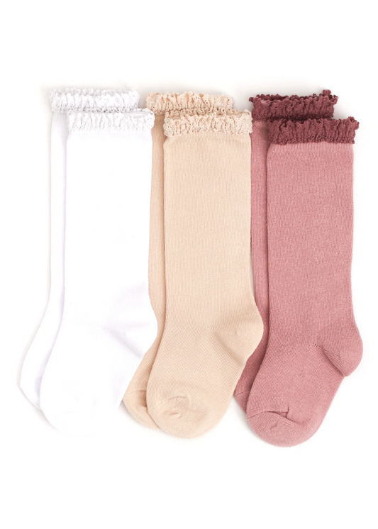 Girlhood Lace Knee High Socks - Set of 3