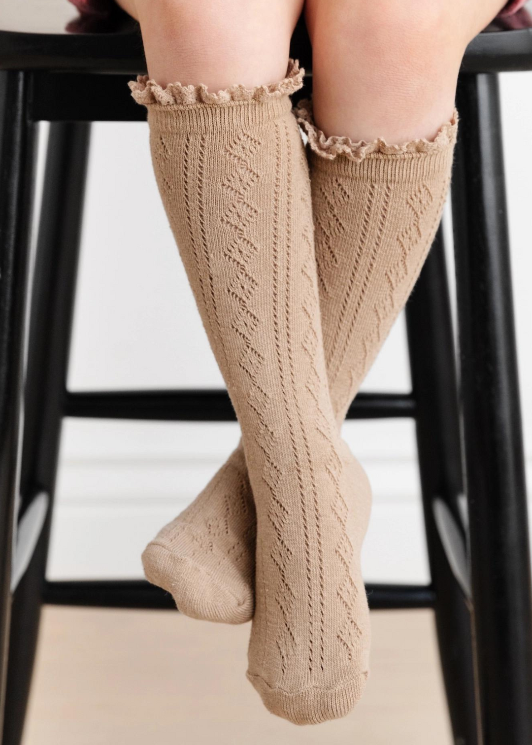 Oat Fancy Lace Knee High Socks