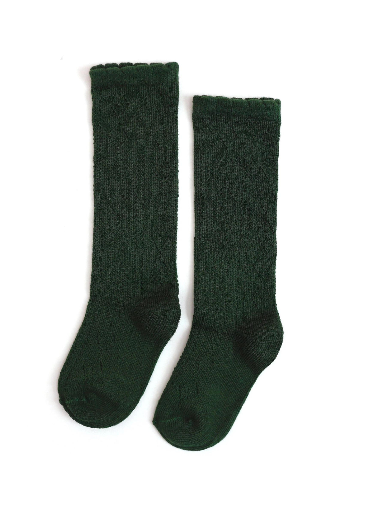 Forest Green Scalloped Fancy Knee High Socks