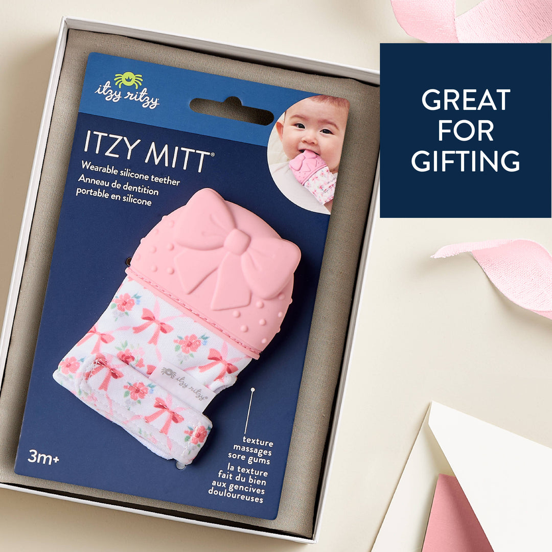 Itzy Ritzy Mitt™ Silicone Teething Mitts: Pink Bow