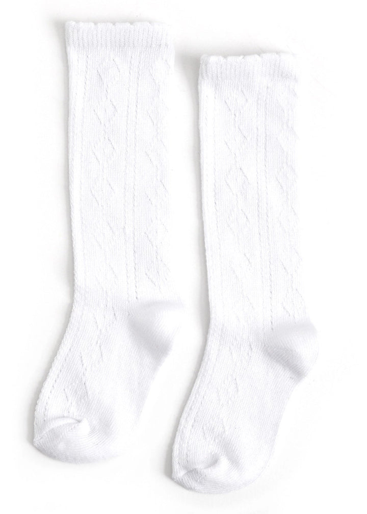 White Scalloped Fancy Knee High Socks