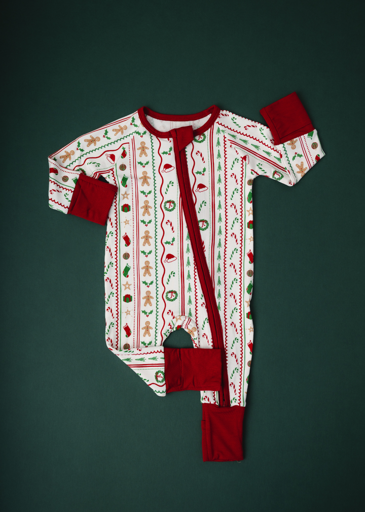 *PREORDER* White Christmas Bamboo Baby Zippered Sleeper