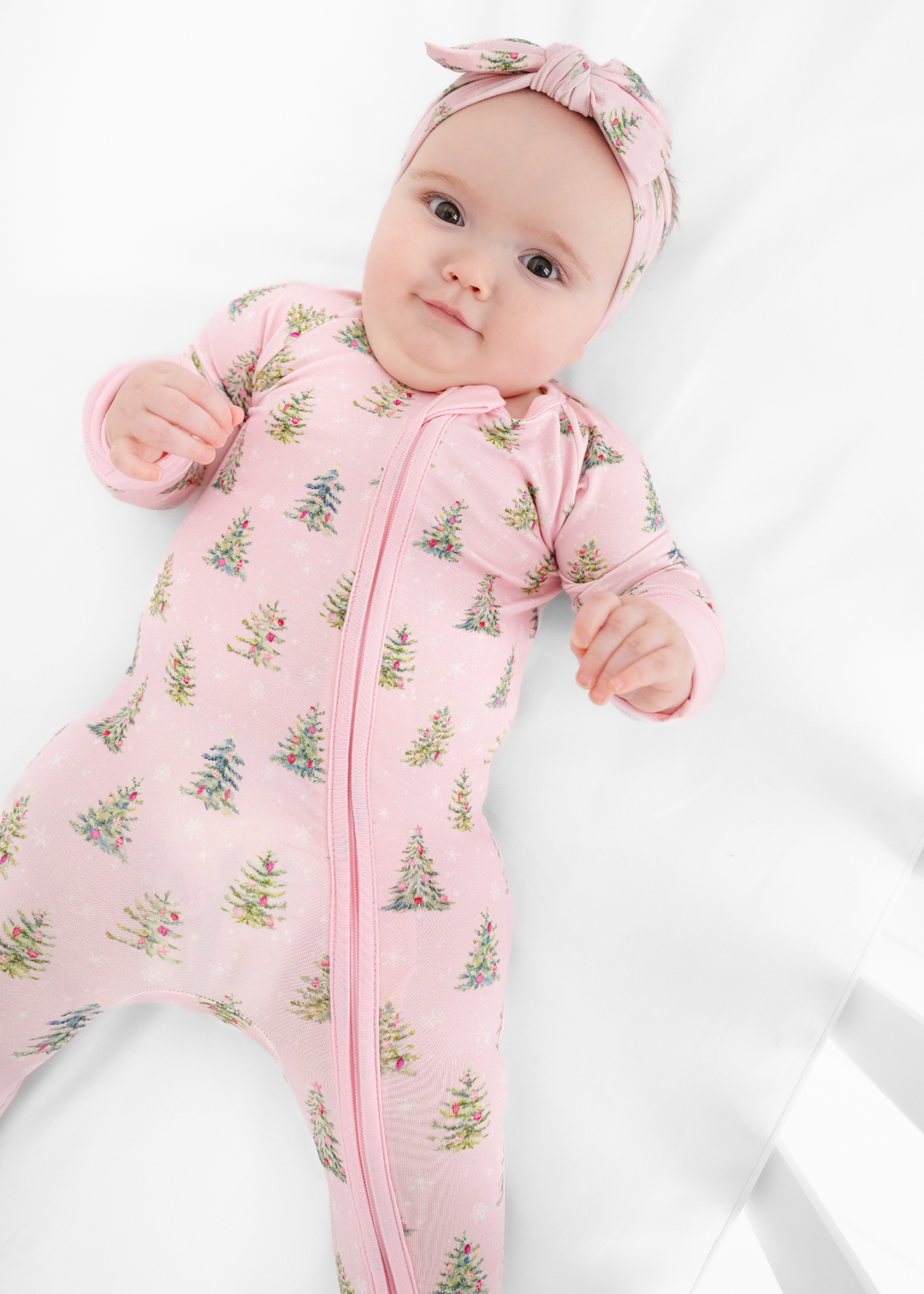 *PREORDER* Pretty Pink Christmas Bamboo Baby Zippered Sleeper