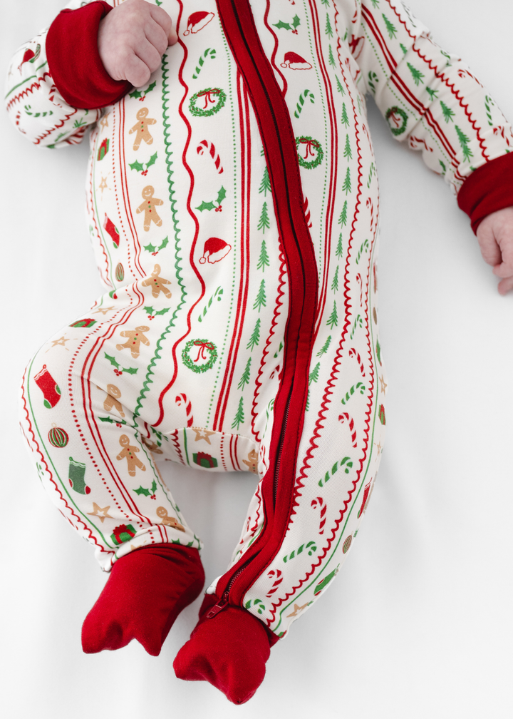 *PREORDER* White Christmas Bamboo Baby Zippered Sleeper