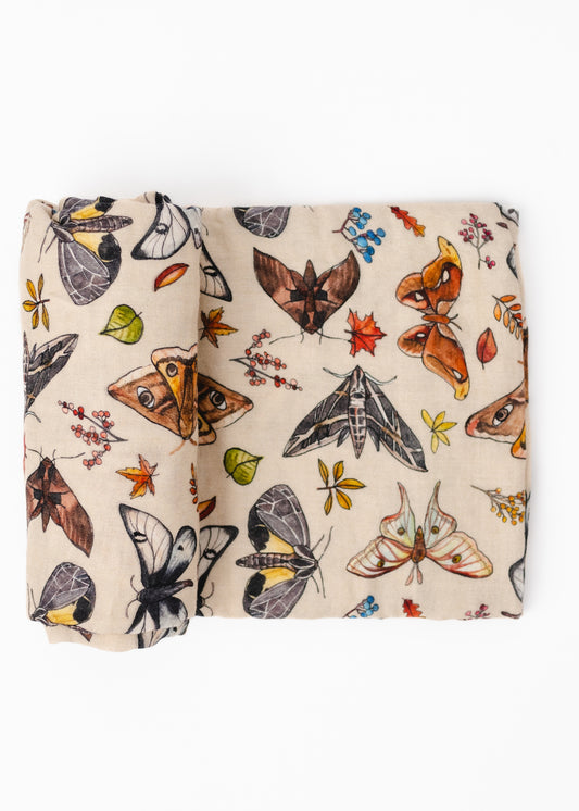 The Moths Cream Swaddle Blanket