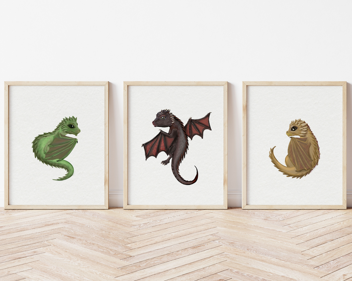 Dragon Art Prints Set of 3