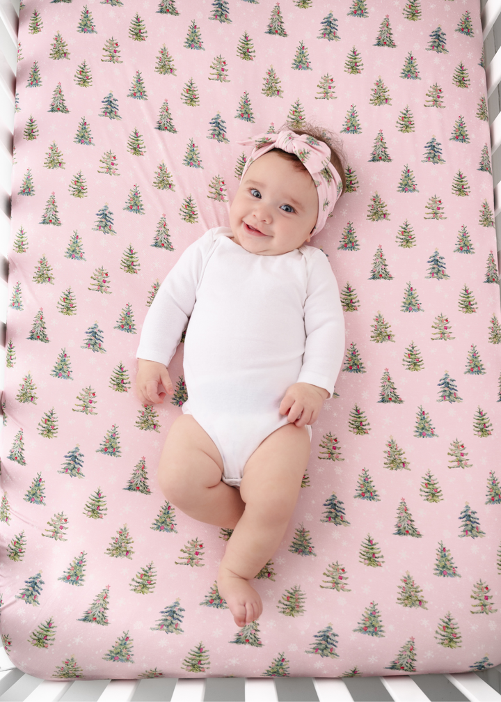 *PREORDER* Pretty Pink Christmas Bamboo Crib Sheet