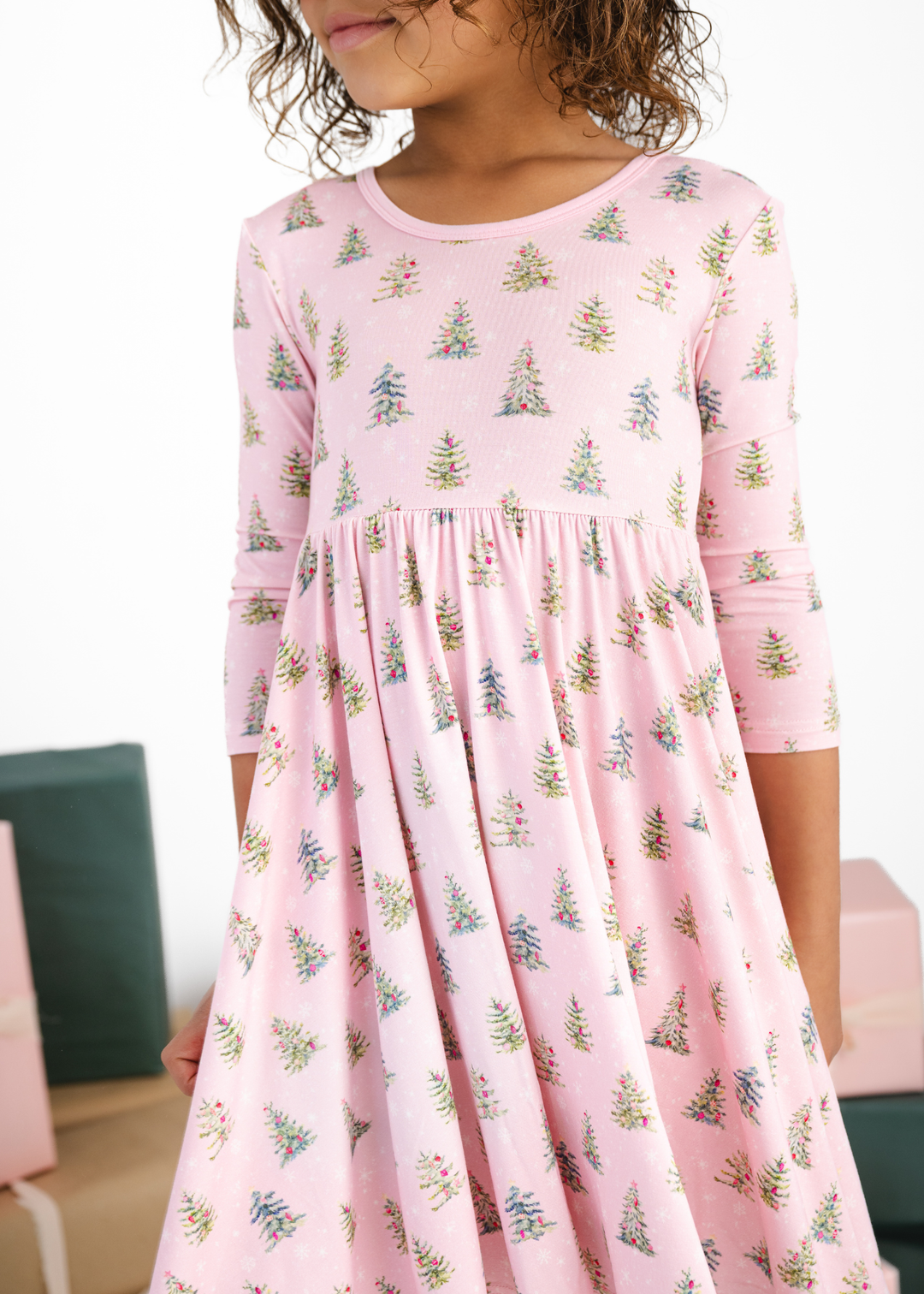 *PREORDER* Pretty Pink Christmas Bamboo Twirl Dress