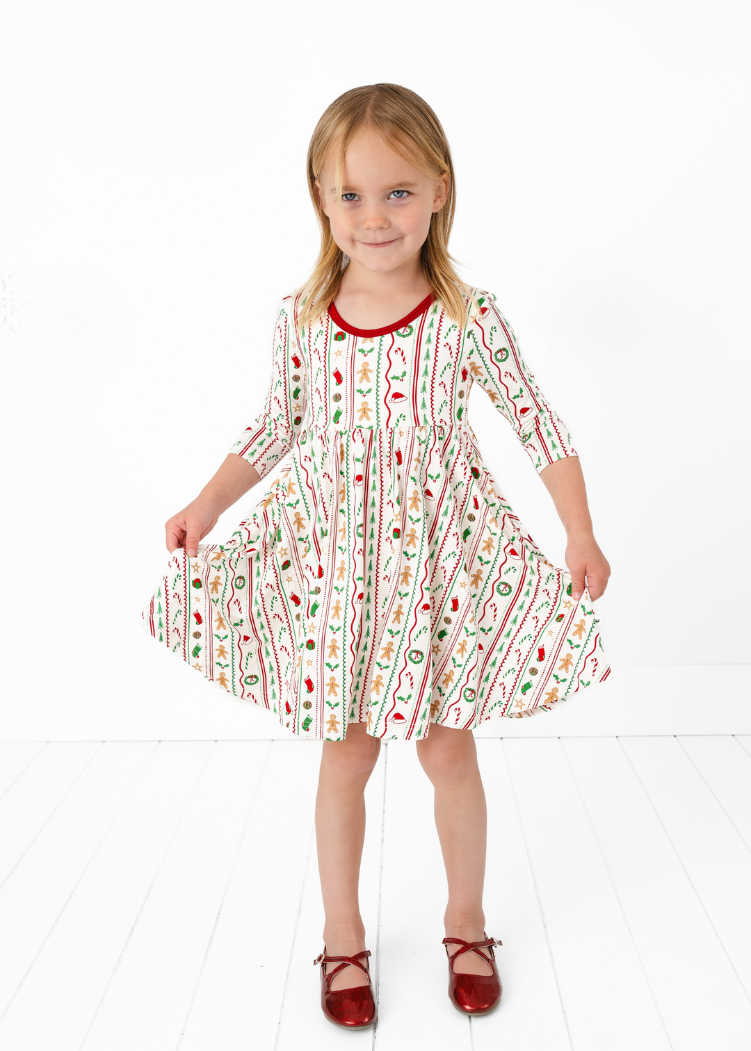 *PREORDER* White Christmas Bamboo Twirl Dress