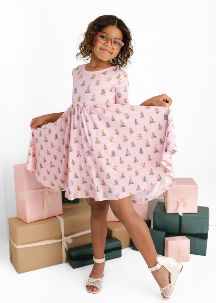*PREORDER* Pretty Pink Christmas Bamboo Twirl Dress