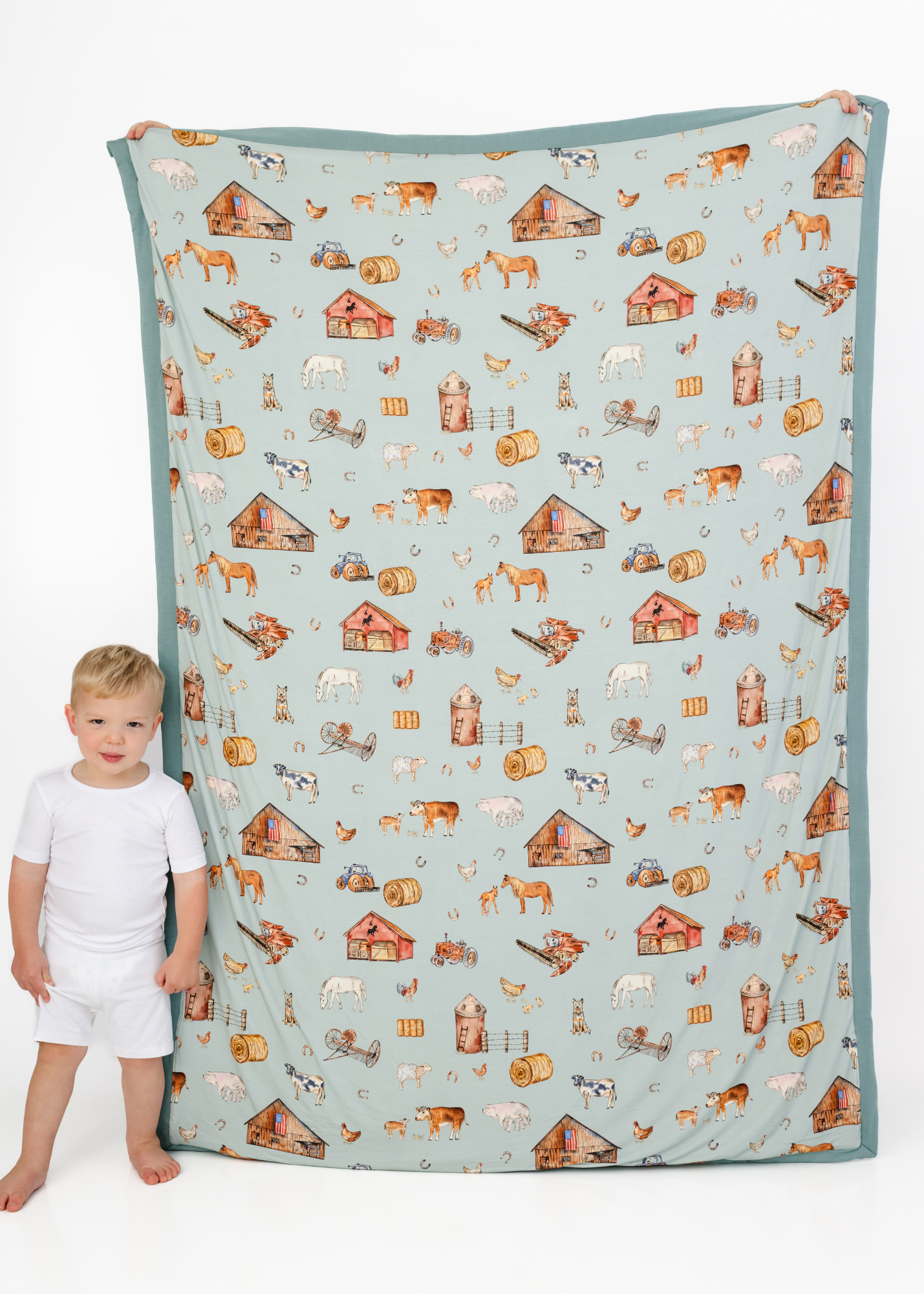 The Farm Large Quilted Bamboo Blanket