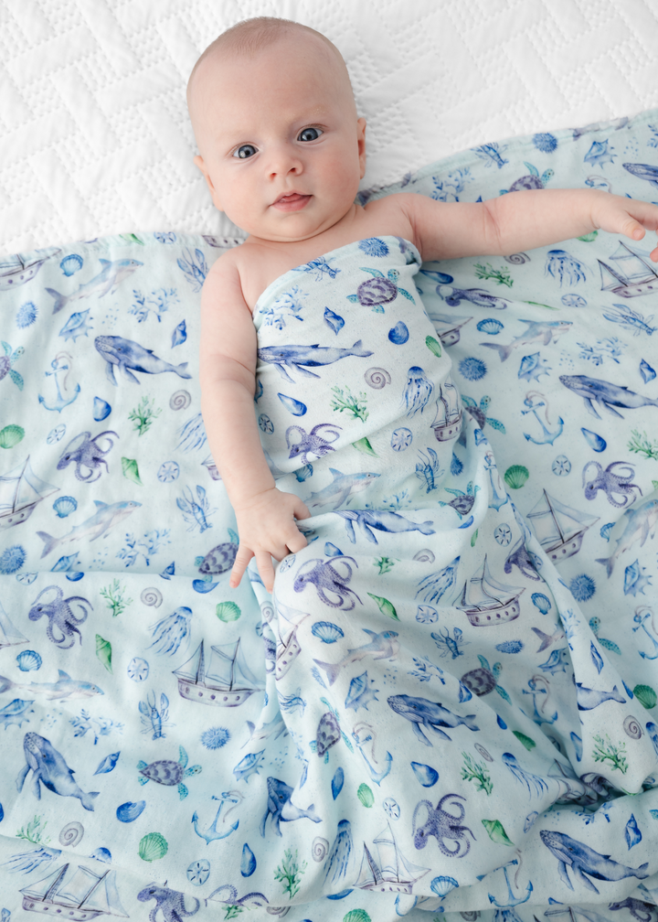 Sea Creatures Swaddle Blanket