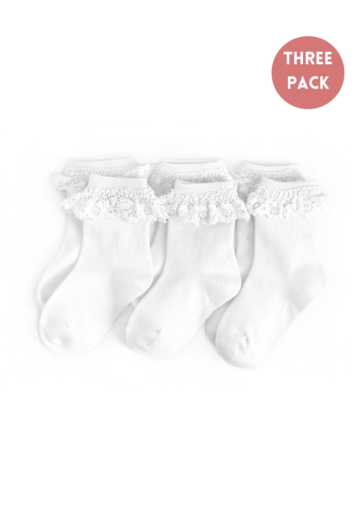 White Lace Midi Socks - Set of 3