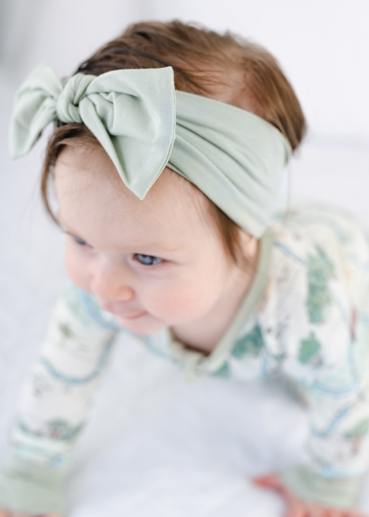 Moss Green Hair Bow (Hundred Acre Woods Collection)