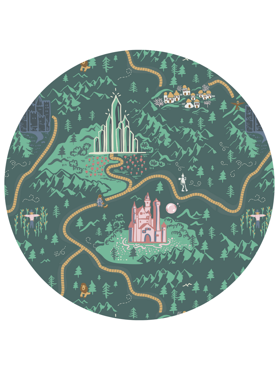 A close up of our Emerald City Wizard of Oz inspired design for our bamboo collection.